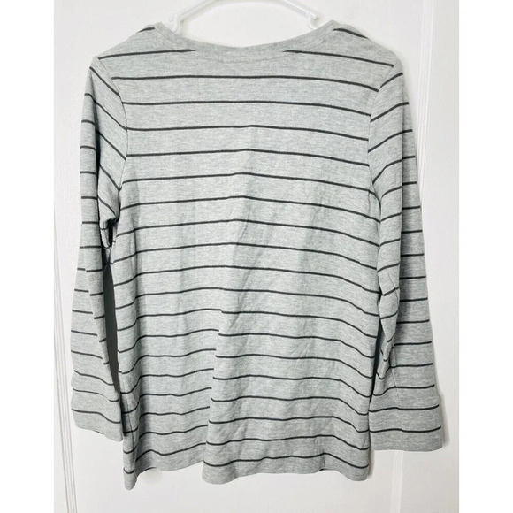 J Jill Tunic Shirt LP Knit Stripes Gray Long Sleeve Basics Stretch Casual Women - Picture 3 of 9